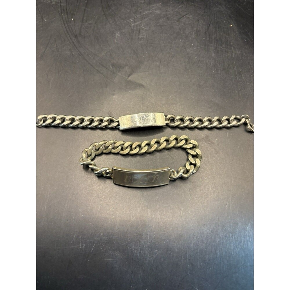 As Is Vintage ID Bracelets Gold Tone Roger Silver Tone Becky Engraved READ